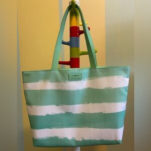 Clinique Aqua and White Striped Gift Tote